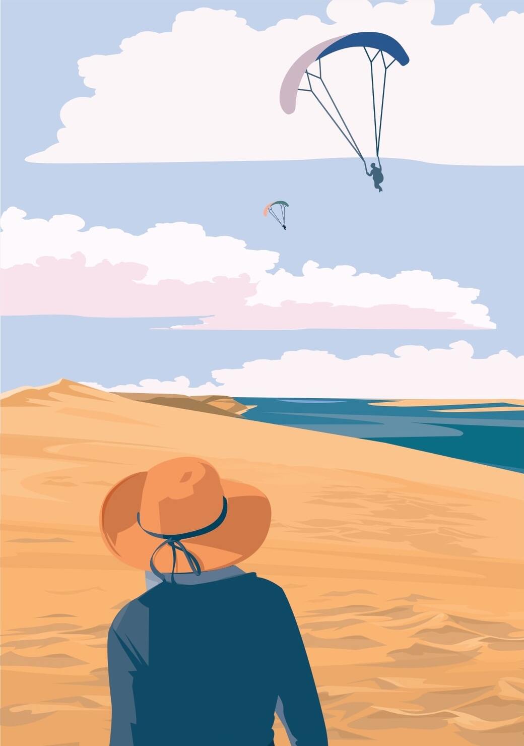 Affiche de la Dune du Pilat, célèbre dune de sable du Bassin d'Arcachon.