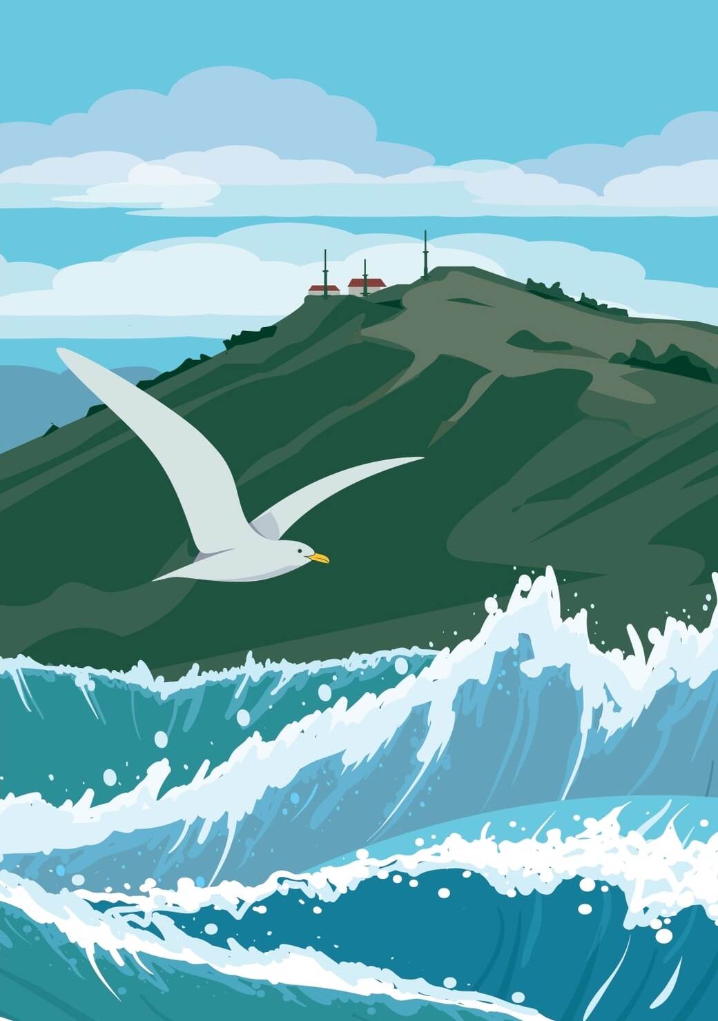 Affiche du massif de la Rhune, célèbre montagne du Pays Basque, vue depuis Saint-Jean-de-Luz.