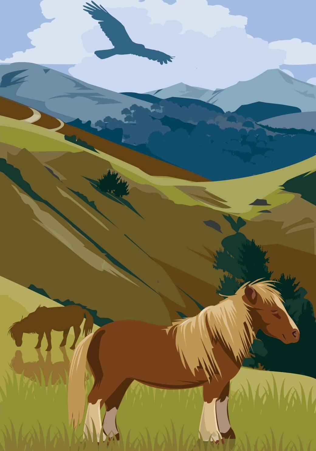 Affiche d'un potiok sur le Pic d'Orhy au Pays Basque.