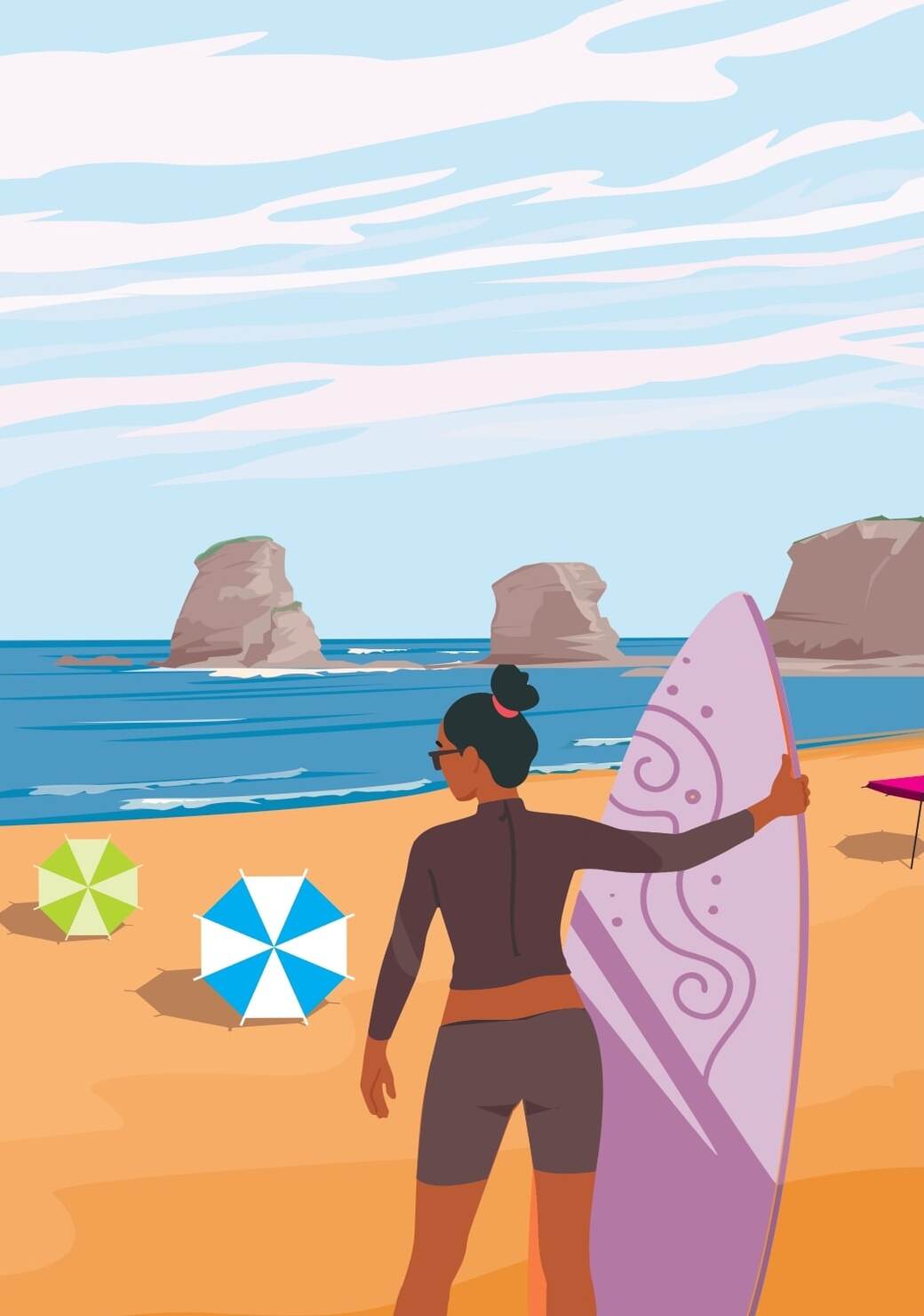 Affiche du Rocher des Deux Jumeaux à Hendaye, sur la côte basque.